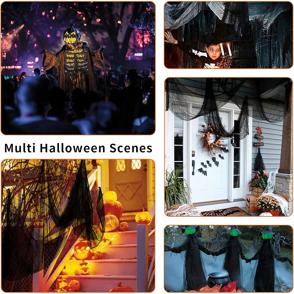 Halloween Decoration Black White Creepy Cloth Spooky Gauze Fabric Window Door Cover Scary Party Horror House Props Hallow Favors Lootquake LLC