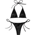 ShimmerWave: Luxe Satin Brazilian Bikini Set THRIXINE
