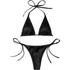 ShimmerWave: Luxe Satin Brazilian Bikini Set THRIXINE