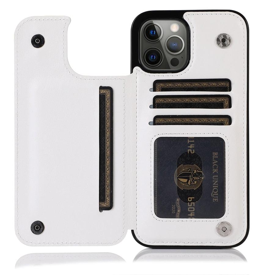 Wallet Stand Cover Flip Leather Case For iPhone 14 Pro Max 13 Pro Max 12 Pro Max 11 Pro Max Soft PU Leather Card Case With Kickstand Slim Double Magnetic Clasp Protective Cover Stevvex