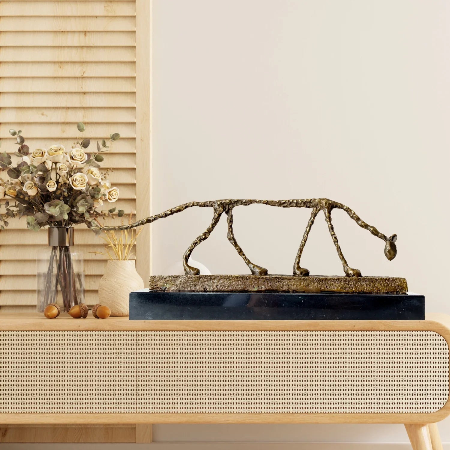 Bronze Cat Statue Abstract Cat Sculpture Classical Giacometti Art Reproduction Skeleton Animal Statue For Home Decor Collection Lootquake LLC
