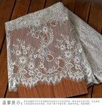 3Meters/lot Off White French Chantilly Lace Fabric , Eyelash Embroidery Lace Craft Bridal Veil Lace Accessory 150cm Width