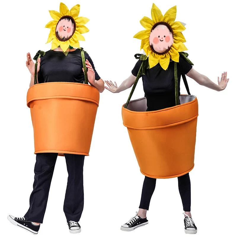Halloween Flower Pot Costume Sunflower Costume with Headpiece for Adults Kids Cosplay Women Garden Theme Party Sunflower Lootquake LLC