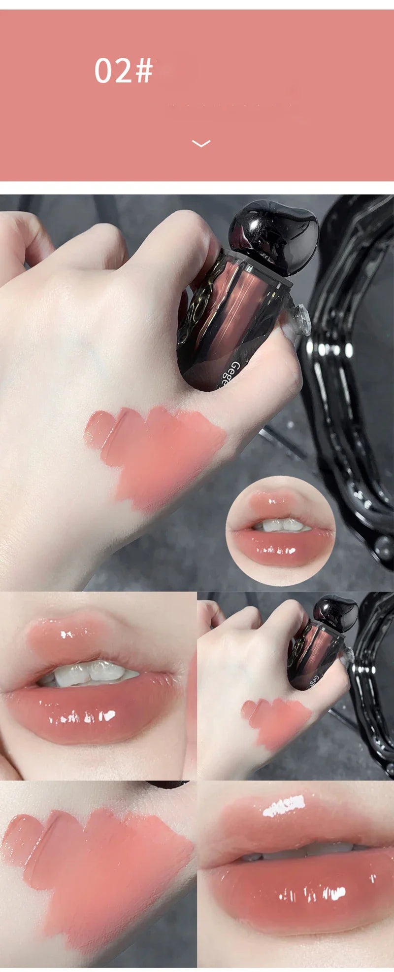 Dark Purple Lip Gloss Water Light Long Lasting Clear Moisturize Mirror Pink Peach Lip Tint Non Stick Cup Liquid Lipstick Makeup