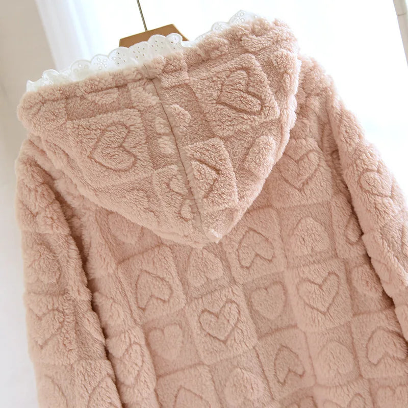 Autumn Winter Sleepwear For Sleeping Warm Hooded Robe Women Pajamas Bathrobe Woman Clothing Pijama Mujer Flannel Pyjama New Hot Lootquake LLC