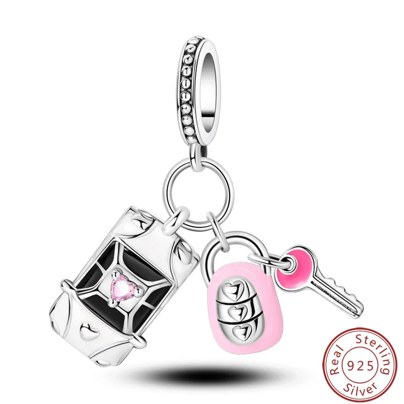 S925 Sterling Silver Princess Golf Hamster Camera Travel Three Piece Set Charms Beads 3mm DIY Fine Jewelry Making Lootquake LLC