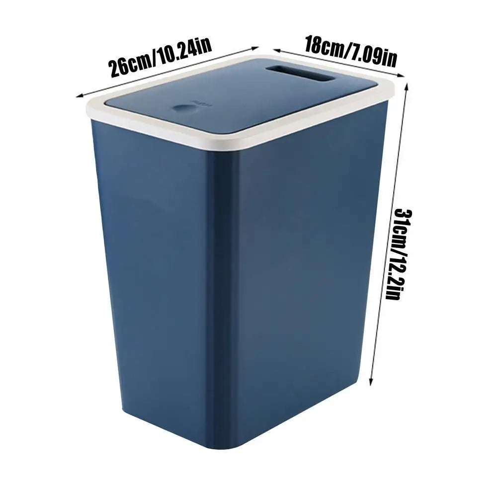 Trash Bin With Lid Rubbish Dustbin Recycling Bin With Press Top Slim Modern 13L For ome Kitchen Bathroom Bedroom Living Room Lootquake LLC