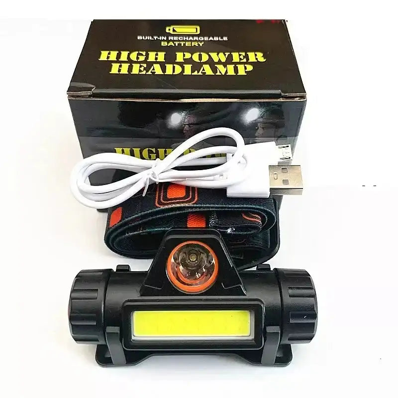 1pcs Rechargeable Fishing LED Headlamp Camping Headlight XPE COB Work Light 2 Lighting Modes With Tail Magnet Detachable