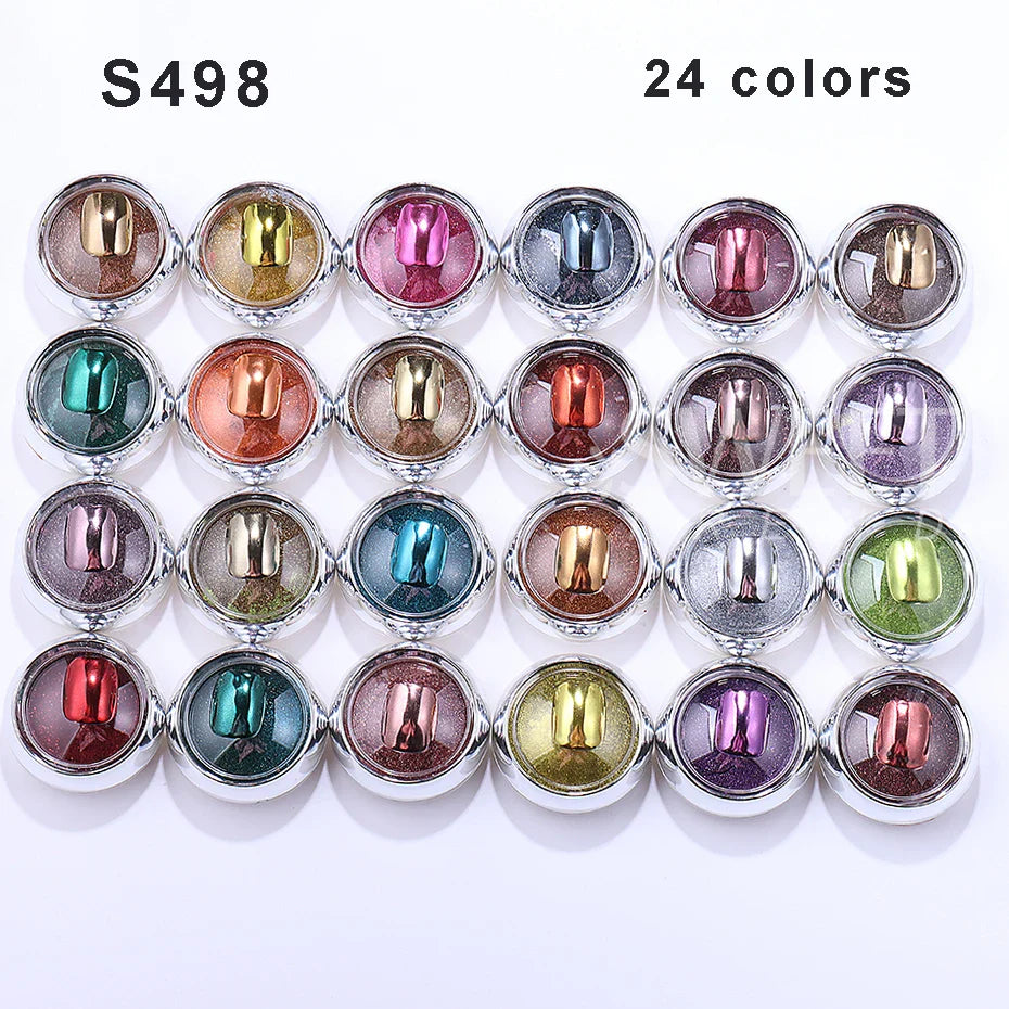 24/45 colors Mirror Chrome Nail Glitter Powder Metallic Effect Dust Holographic UV Gel Polish Manicure Decoration Nail Supplies Lootquake LLC