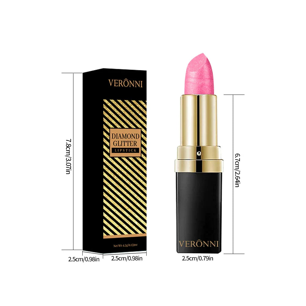 Diamond Shimmer Lipstick Lip Gloss High Pigmented Long Lasting 10 Colors Glitter Lipgloss Lips Makeup Cosmetics Sexy Make Up Lootquake LLC