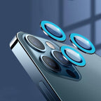 9H Tempered Glass Camera Cover Screen Protector Metal Individual Ring For iPhone Phone Glitter Camera Lens Protector Film For iPhone 14 13 12 11 Pro Max Luminous Lens Metal Glass Protective Cover Stevvex