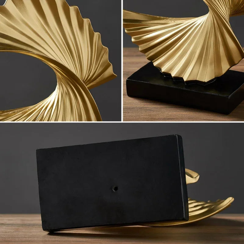 Decoration Sculpture Gold Modern Abstract Art Sculpture Resin Crafts Sculpture Ornaments Home Office Desk Decoration Accessories