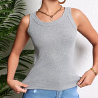 European and American Yards Ladies Suspender Vest Sleeveless Top Solid Color Sexy Thread Bottoming Thin Vest Four Seasons Essent