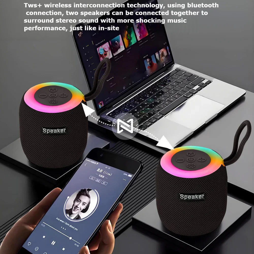 Outdoor portable wireless Bluetooth speaker, subwoofer, car and home with colorful lights, atmospheric small mini speaker Lootquake LLC