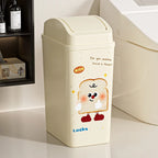 Bathroom Trash Bin with Flat or Round Lid Rectangular Garbage Bin Toilet Living Kitchen Bedroom Press Plastics Trash Can