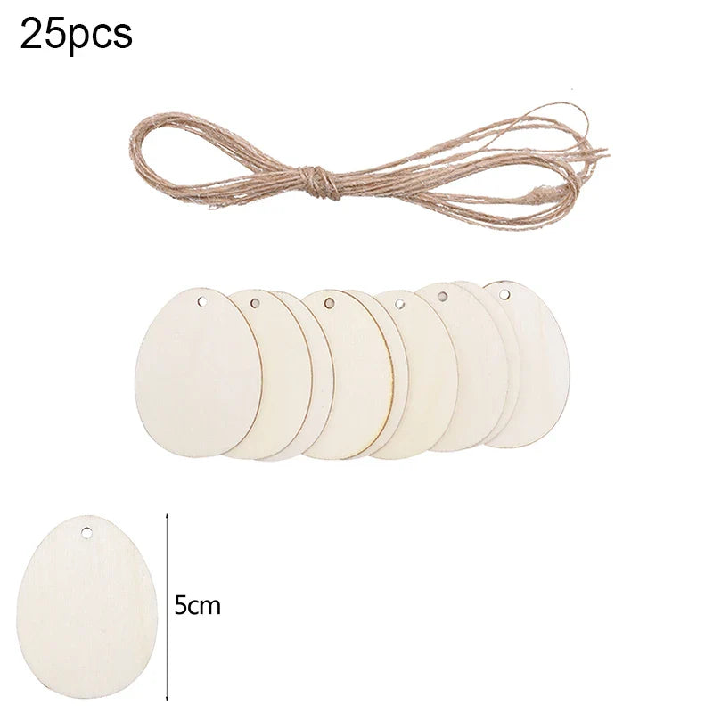 30-80mm Wooden Easter Eggs Pendants Blank Bunny Eggs Wood Chips Happy Easter Party Hanging Decoration Kids DIY Painting Crafts Lootquake LLC