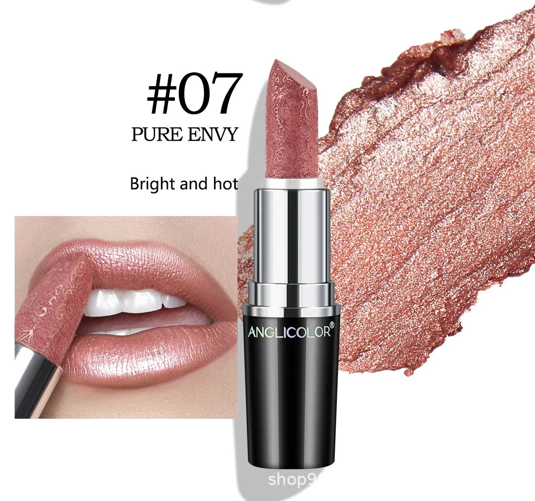 Fine Glitter Lipstick, Quicksand Gold Lipstick Non-sticky Non-fading Lipstick Pearlescent Long-lasting Silky Mermaid Lipstick Lootquake LLC