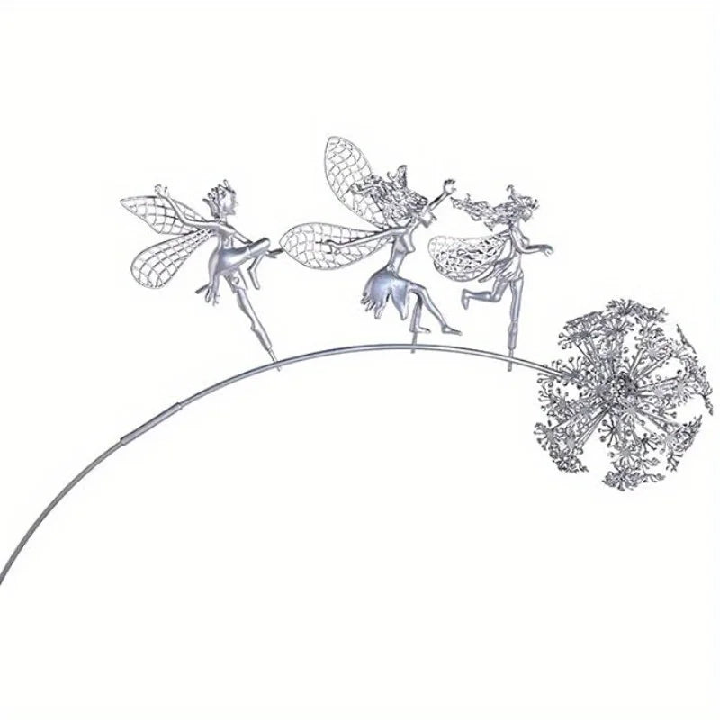 Whimsical Flower Fairy Garden Statue - Stainless Steel Art Sculpture with Delicate Dance Pose - Outdoor Courtyard, Lawn, and Ter Lootquake LLC