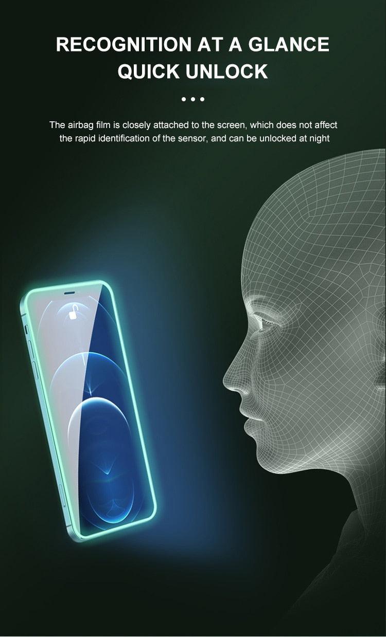 2Pcs Luminous Protective Glass For iPhone 14 13 12 11 Pro Max X XR XS Screen Protector For 7 8 6 Plus SE3 Glowing Tempered Glass  Luminous Glowing Tempered Glass Screen Protector for iPhone Stevvex