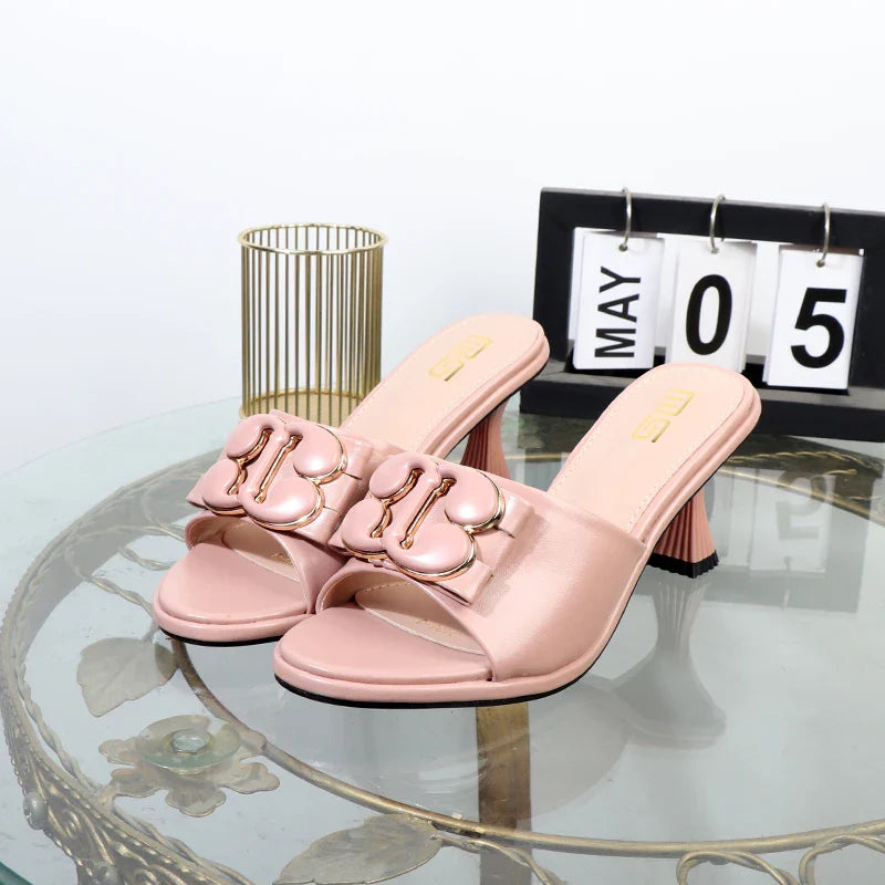 Women's slippers in summer 2024 wear sandals with thin heels high heels buckle is simple elegant black Women shoes Lootquake LLC