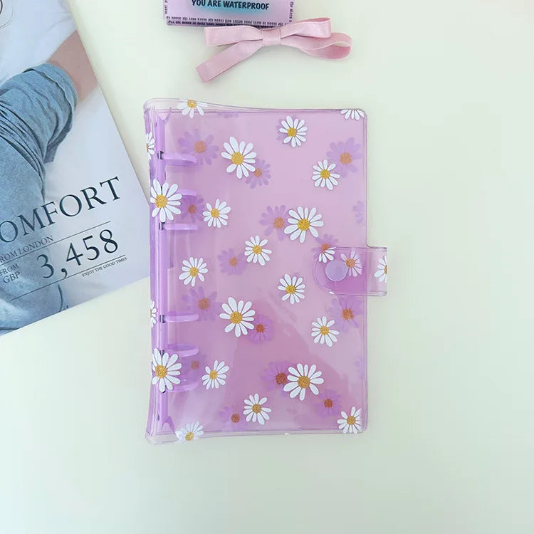 A5 A6 A7 Fresh Green Yellow Pink Daisy Loose Leaf Binder Cover Journal Sketchbook Accessories Diary Office Supplies Lootquake LLC