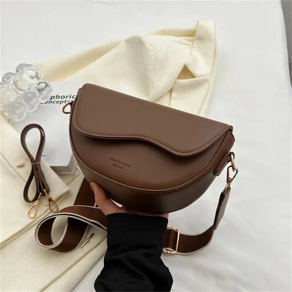 Small PU Leather Saddle Armpit Bags for Women 2024 Summer Chain Shoulder Crossbody Bag Ladies Vintage Underarm Handbags bolsa
