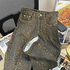 Retro Spring Trendy Leopard Print Jeans Women's American High Street Trousers Y2K Harajuku Style Baggy High Waist Casual Pants Lootquake LLC