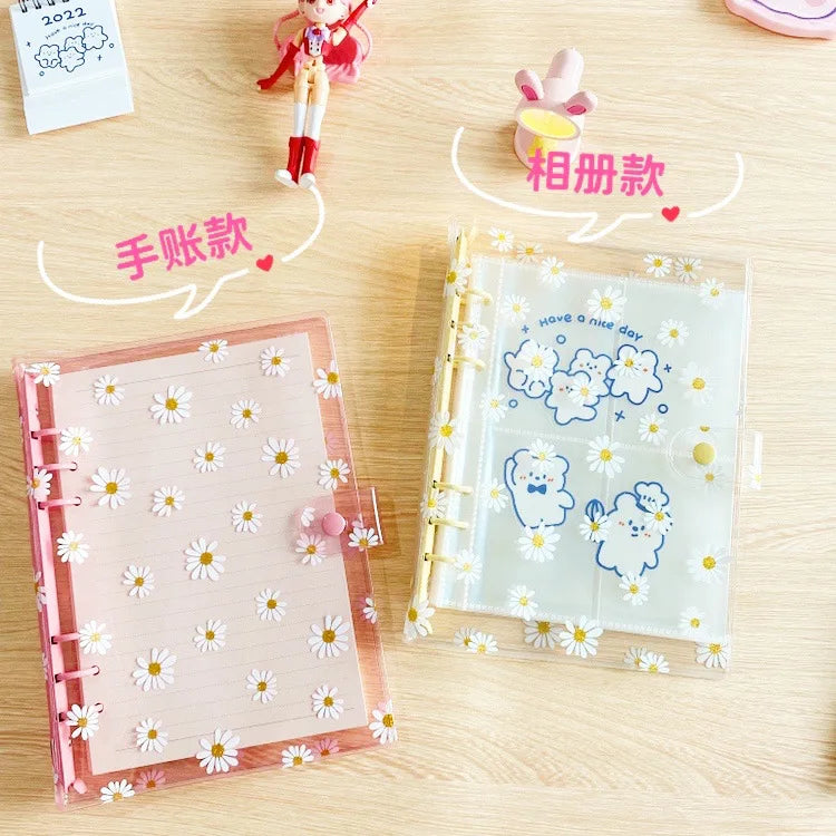 A5 A6 A7 Fresh Green Yellow Pink Daisy Loose Leaf Binder Cover Journal Sketchbook Accessories Diary Office Supplies Lootquake LLC