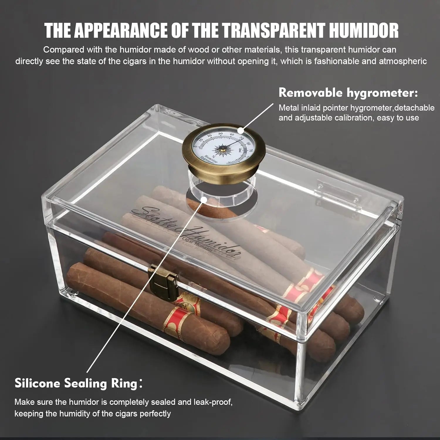 Scotte Cigar Case Humidors Acrylic Cigar Box Hygrometer Humidifier Hold 20 Cigars Include Cigar Cutters Cigar Punch Accessories Lootquake LLC