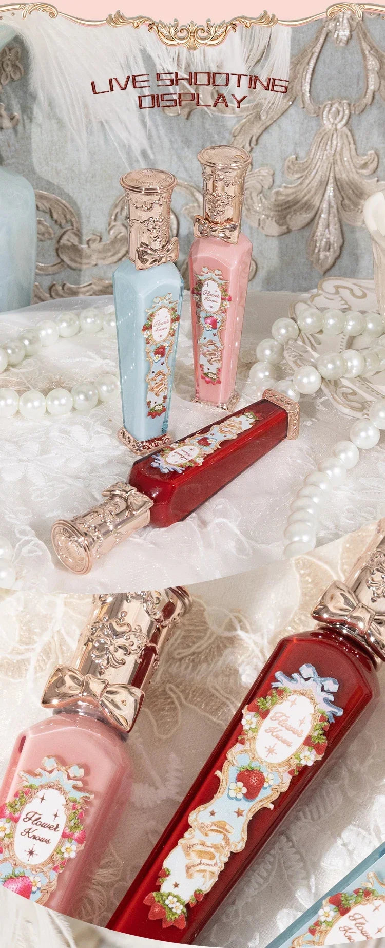 Flower Knows Strawberry Rococo Series Cloud Lip Cream Lip Gloss Long Lasting Velvet Lip Tint Lipstick for Women Cosmetic Lootquake LLC