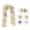 Halloween Thanksgiving Pink Decorations Artificial Fall Maple Leaves Garland Autumn Hanging Pink Pumpkins Flowers Berries Rattan Lootquake LLC