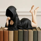 Women Statue Masked Women Desktop Ornament Mysterious Lady Statue for Desk Room Fireplace Shelf Mantel Table Entryway Lootquake LLC