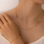 ANENJERY 316L Stainless Steel Heart Shell Necklace Bracelet Earrings For Women Girls Simple Fashion Jewelry Set Gifts Wholesale