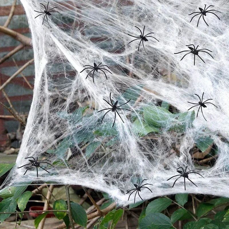 Halloween Decorations Artificial Spider Web Stretchy Cobweb Scary Party Halloween Decoration for Bar Haunted House Scene Props Lootquake LLC