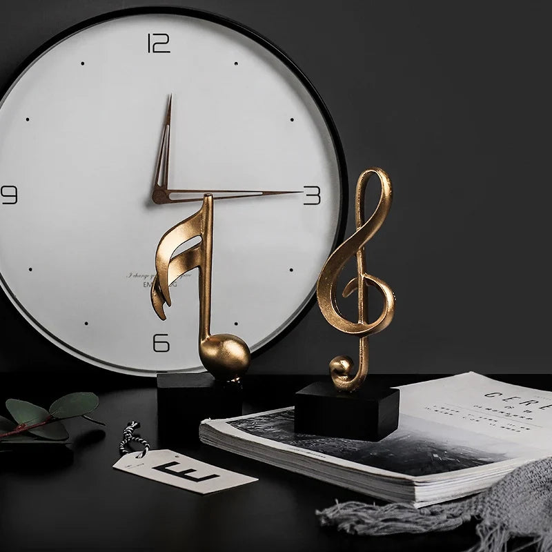 Musical Note Figurines Home Decoration Resin Golden Sculpture Home Decor Desk Piano Office TV Cabinet Ornaments Souvenirs Lootquake LLC