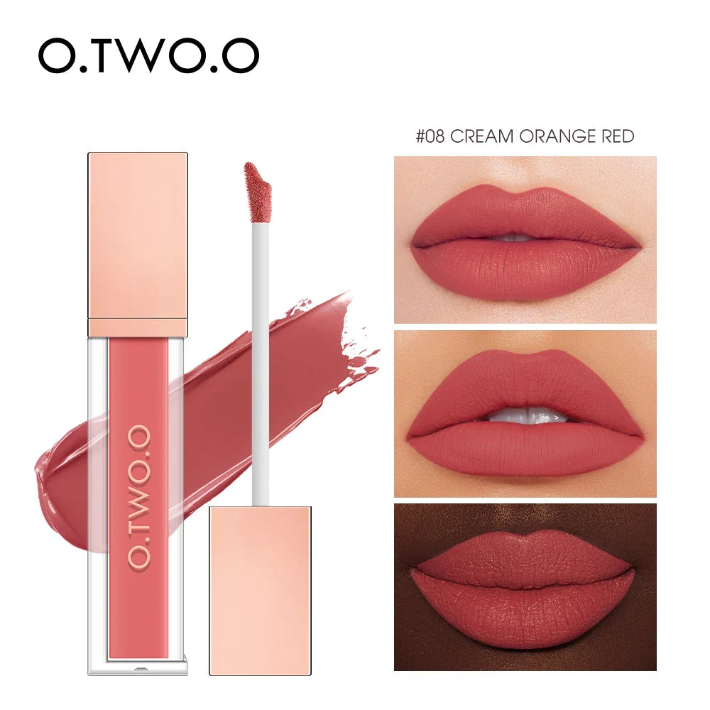 O.TWO.O 12 Color Liquid Lipstick Matte Finish Sexy Silky Lip Gloss Waterproof Kiss-proof Lasting Lip Glaze Lip Tint Cosmetics Lootquake LLC