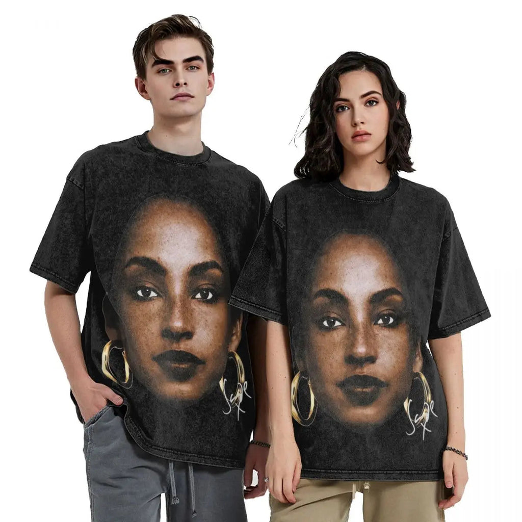 Retro Sades Singer Washed T Shirts Streetwear Hip Hop Novelty T-Shirt Tees Tops Men Women Cotton Harajuku Summer Lootquake LLC
