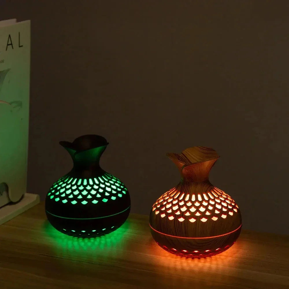 USB Hollow Wood Grain Humidifier Aroma Diffuser Atomizer Household Humidifier Hydrating Instrument Desktop Humidifier Lootquake LLC
