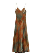 2023 New Women's Elegant Sexy Long Dress V-neck Open-back Rainbow Printing Tank Dress Sleeveless Summer Fashion