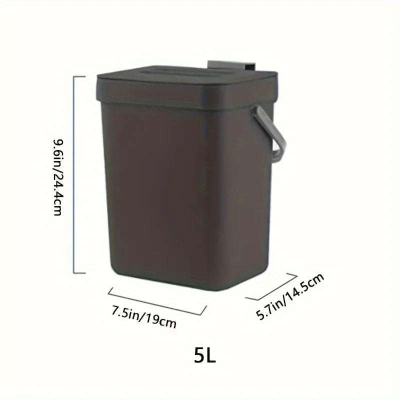 Space-Saving Quiet-Close Trash Can - 3/5L, Eco-Friendly Sealed Bin For Kitchen & Office, No Electricity Needed Lootquake LLC