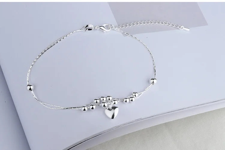 Silver color Stars Anklet Double Layer plated Charms Ankle Bracelet Jewellery Anklets For Women Foot Jewelry Love 2023 new hot Lootquake LLC