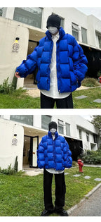 2023 Korean Fashion Thick Winter Jacket Men Parkas Jacket Men Outwear Coats Solid Stand Collar Windbreaker Cotton Padded Jacket