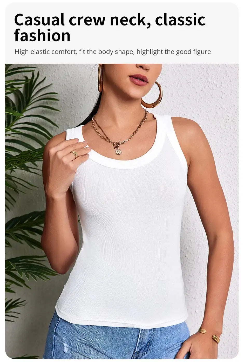 European and American Yards Ladies Suspender Vest Sleeveless Top Solid Color Sexy Thread Bottoming Thin Vest Four Seasons Essent