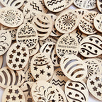 25/50Pcs Easter Eggs Wooden DIY Craft Hanging Ornaments Hollowed Wood Chips Happy Easter Party Decorations For Home Kids Gift Lootquake LLC