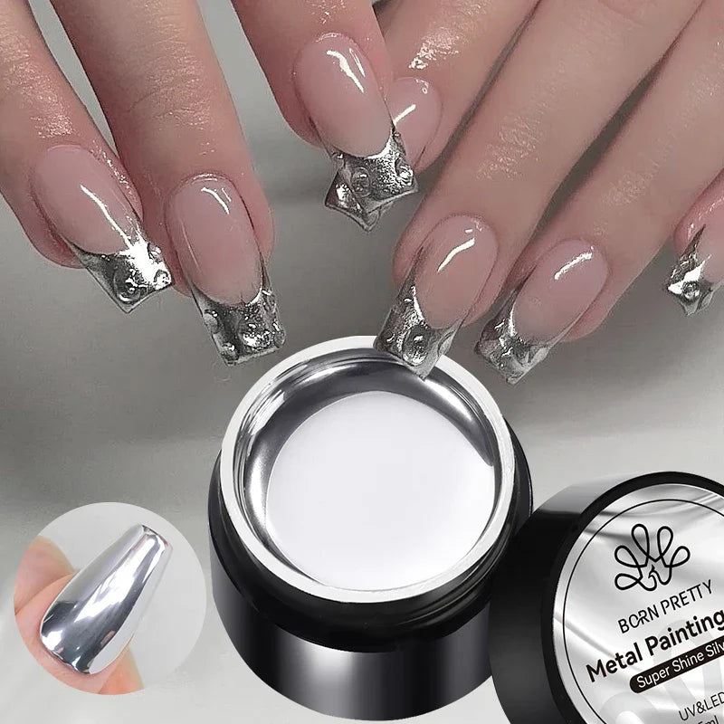 BORN PRETTY Metallic Painting Gel Gold Silver Mirror Effect Nail Polish Super Bright Drawing Line French Nail UV Painting Varnis Lootquake LLC
