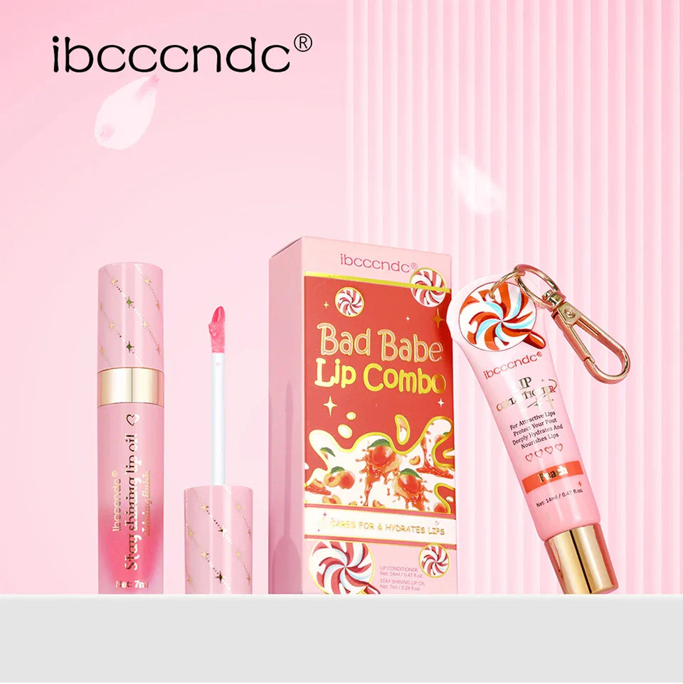 Lip Oil Lipstick Set Lightweight Peach Flavor Lipgloss Lip Deeply Moisturizing Long Lasting Hydration Lip Makeup Cosmetics