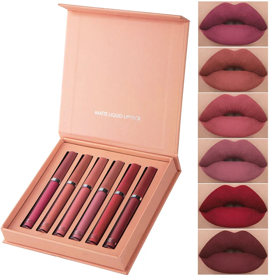 Matte Lip Gloss Set 6 Color Lipstick Smooth And Lasting Display Lip Gloss Waterproof Moisturizing Lipstick Holiday Gift Box Set Lootquake LLC