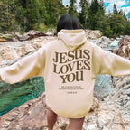 Jesus Loves You Print Pullover Hoodies Women's Hoodie Autumn Winter Men Streetwear Sweatshirt Unisex Hooded Tops Hooded Clothes