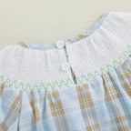 Adorable Infant Easter Jumpsuit with Sweet Bunny Embroidery and Smocked Detailing - Stylish Short Sleeve Baby Girl Outfit for Lootquake LLC