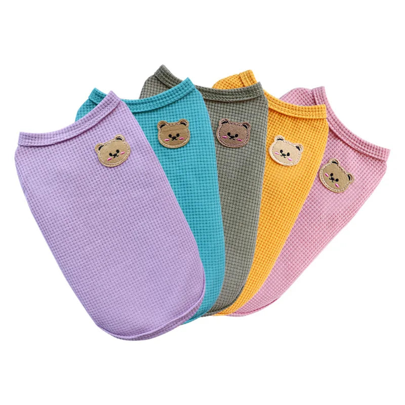 Pet Clothes Spring Summer Cat Dog T-shirt Breathable Waffle Vest Puppy Kitten Pet Supplies Chihuahua French Bulldog Clothing Pi-Mart